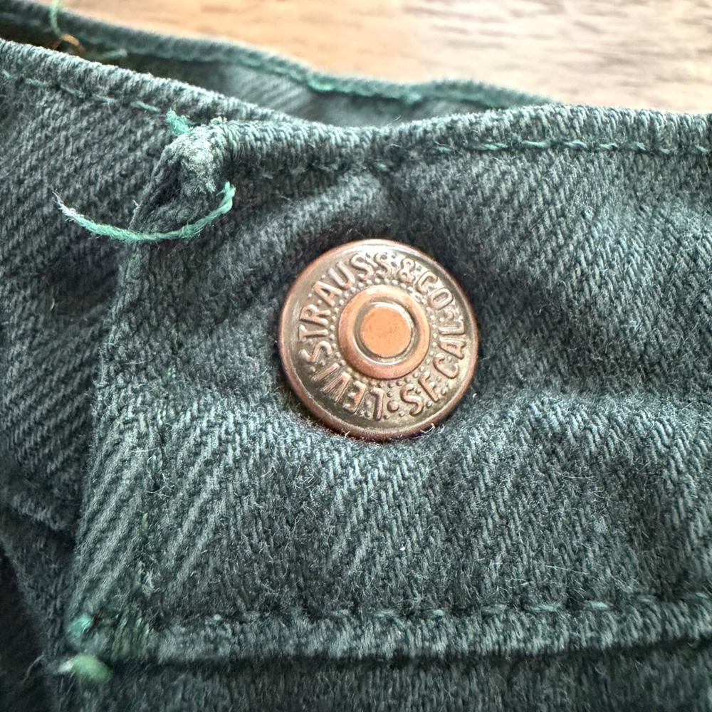 Vintage Little Levi's 550 Orange Tab Kids Jeans Forest Green Relaxed Fit 7 Slim - Picture 3 of 12